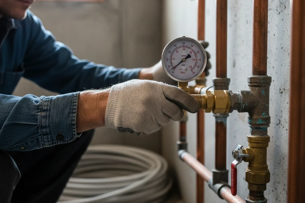 Pressure testing a repaired line during Water Line Repair in Norco